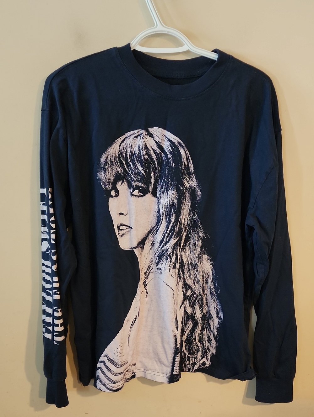 Black Graphic Long Sleeve Taylor Swift Merch  with White Portrait